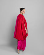CORAL OMBRE SILK KAFTAN SKIRT SET