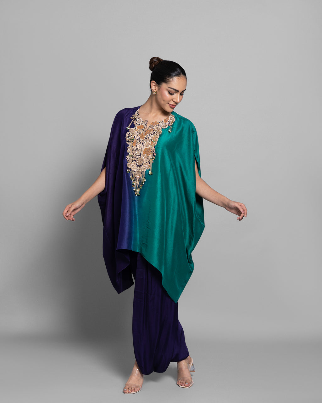 OCEANIC OMBRE SILK KAFTAN SKIRT SET