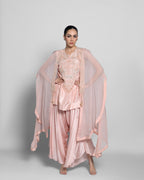 ROSE PINK PEARL WORK CAPE AND TULIP PALAZZO SET