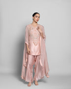 ROSE PINK PEARL WORK CAPE AND TULIP PALAZZO SET
