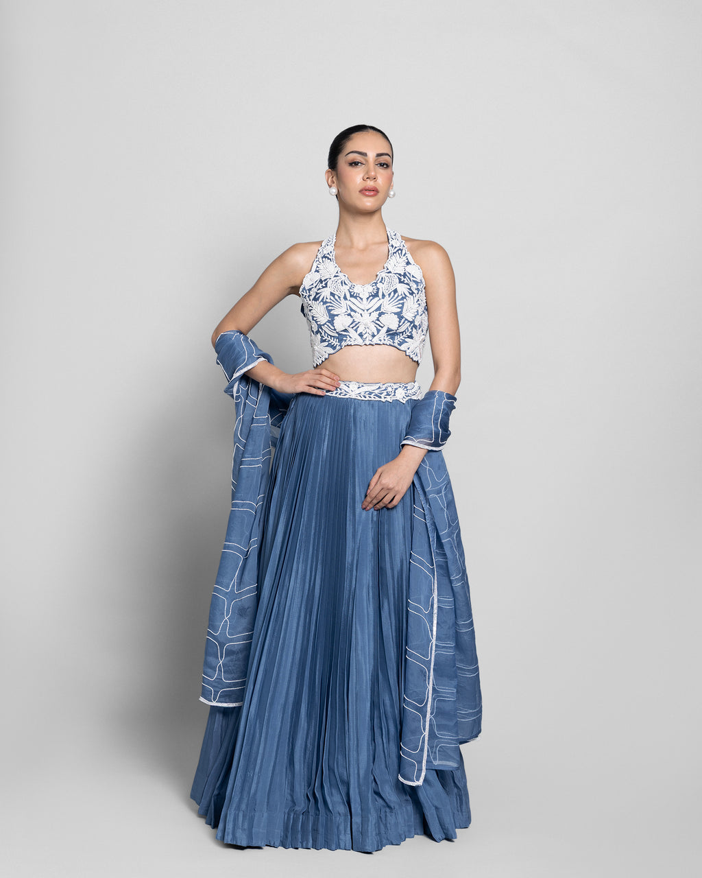 PRUSSIAN BLUE LEHENGA CHOLI SET