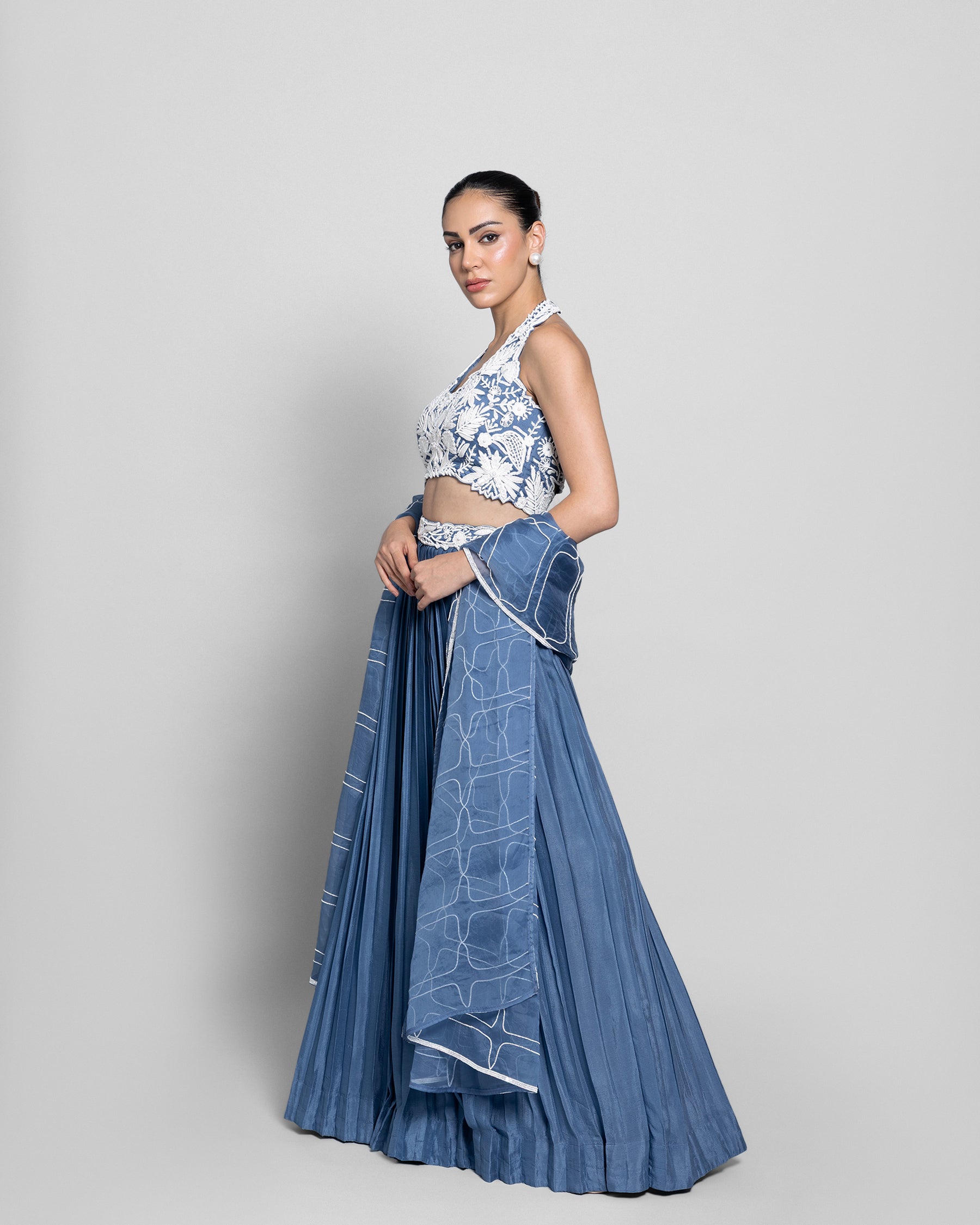 PRUSSIAN BLUE LEHENGA CHOLI SET