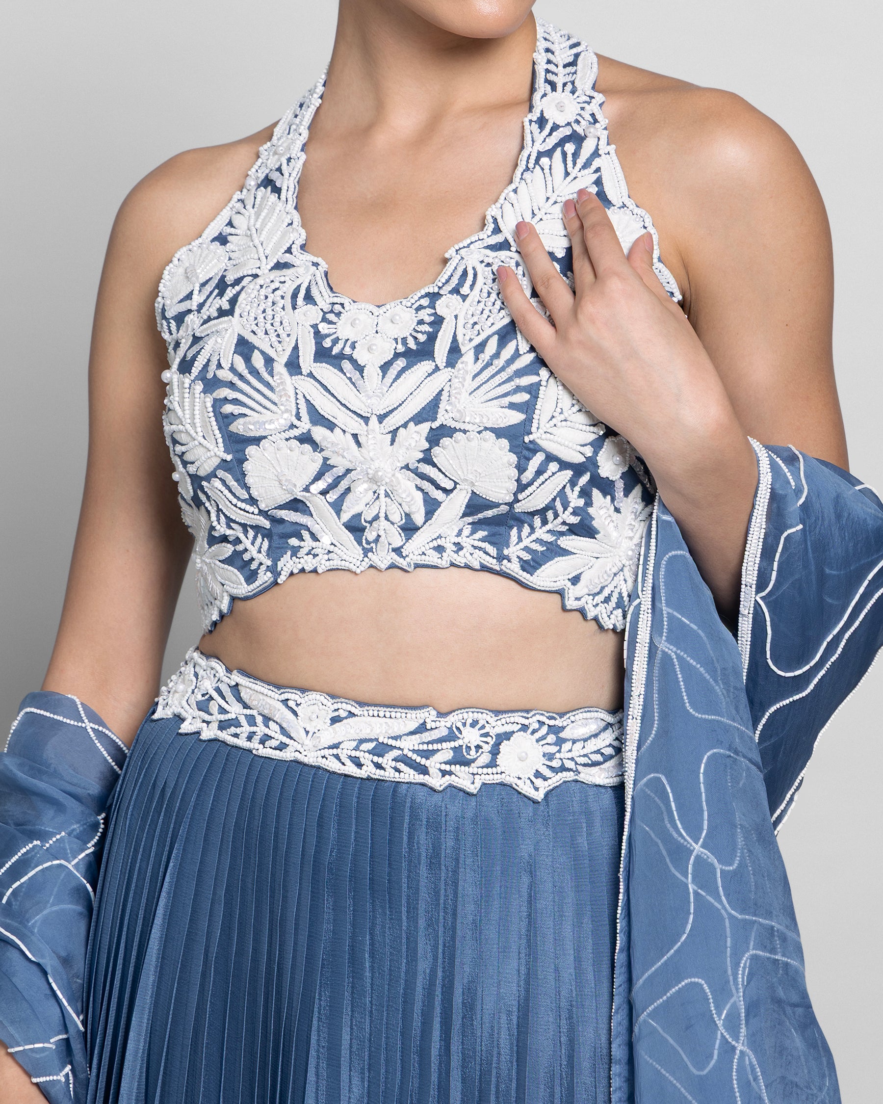 PRUSSIAN BLUE LEHENGA CHOLI SET