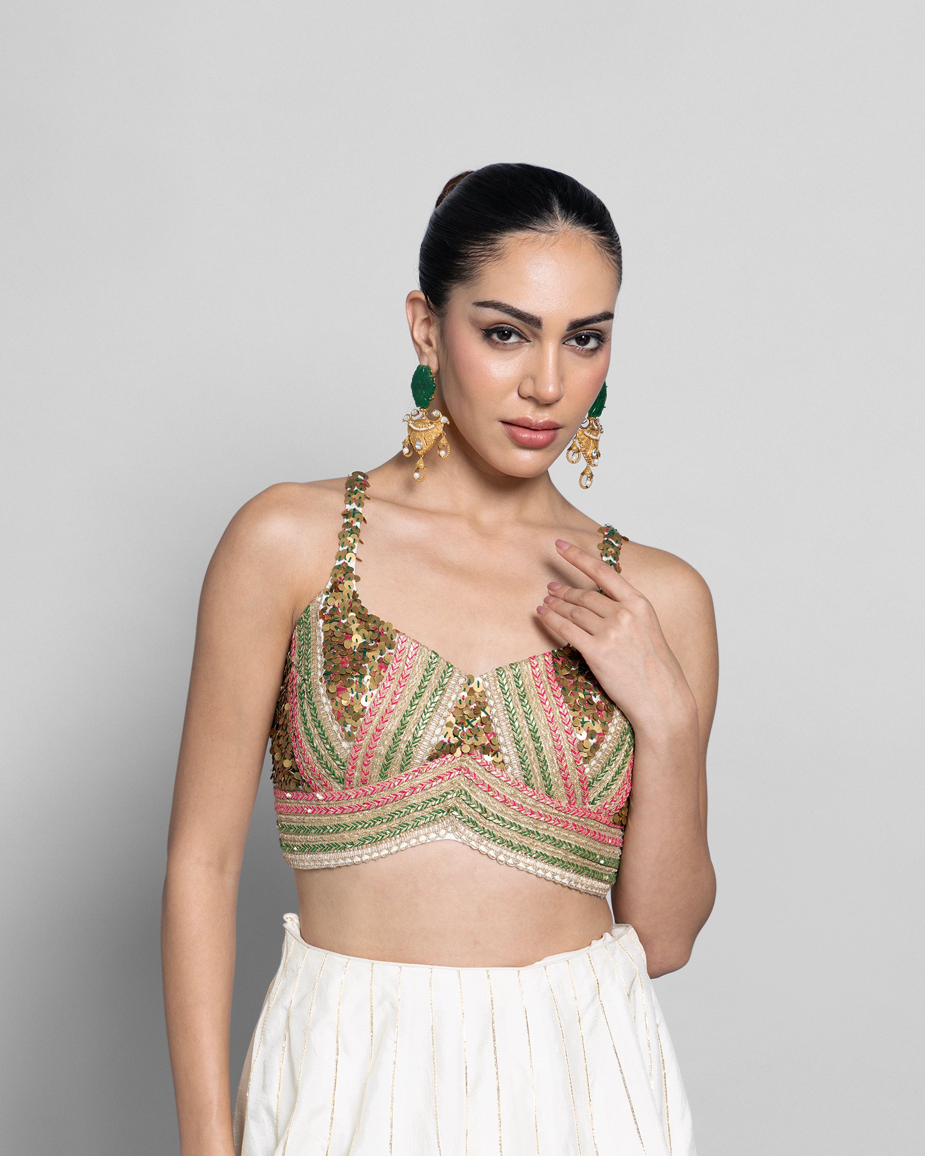 IVORY RAW SILK LEHENGA SET WITH CAPE