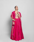 FUCHSIA RAW SILK LEHENGA SET WITH CAPE