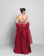 VINTAGE RED HALTER NECK LEHENGA CHOLI SET