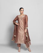 MOCHA MUL CHANDERI A-LINE KURTA SET