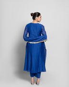 INDIGO MUL CHANDERI A-LINE KURTA SET