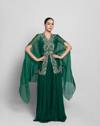 ZARDOZI EMBROIDERED CAPE WITH SKIRT ENSEMBLE