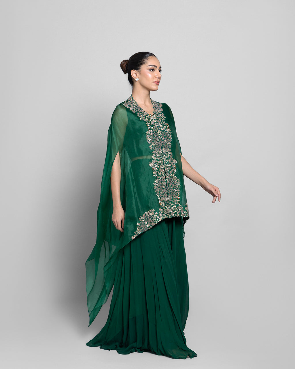 ZARDOZI EMBROIDERED CAPE WITH SKIRT ENSEMBLE