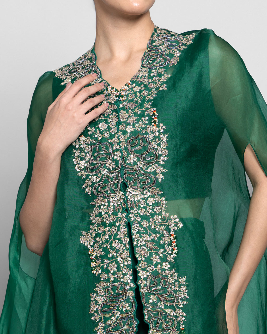 ZARDOZI EMBROIDERED CAPE WITH SKIRT ENSEMBLE