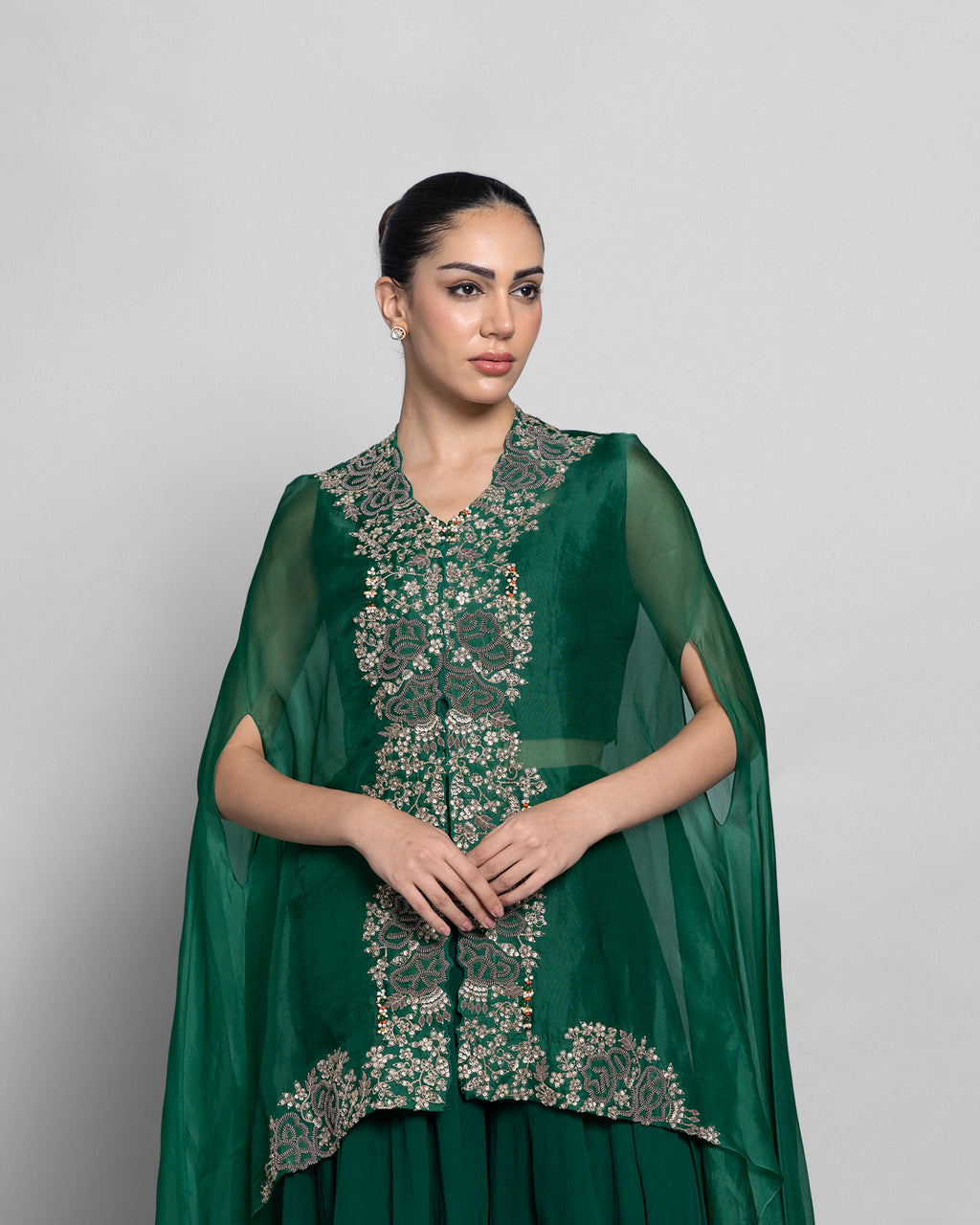 ZARDOZI EMBROIDERED CAPE WITH SKIRT ENSEMBLE