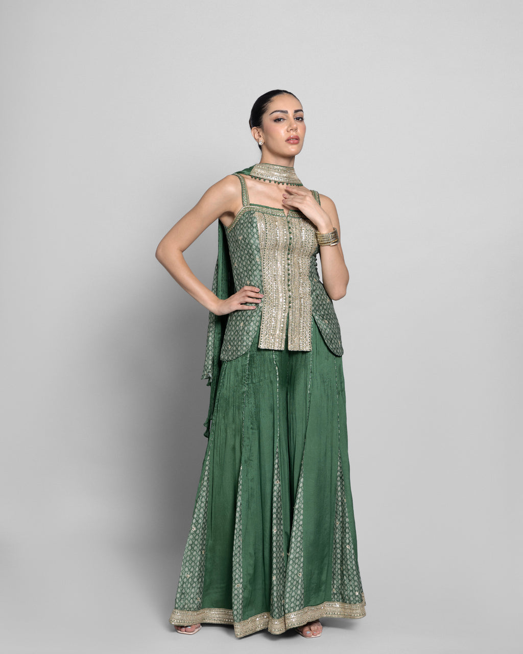 TRADITIONAL BLOCK PRINT PALAZZO SET WITH CHOKER DUPATTA