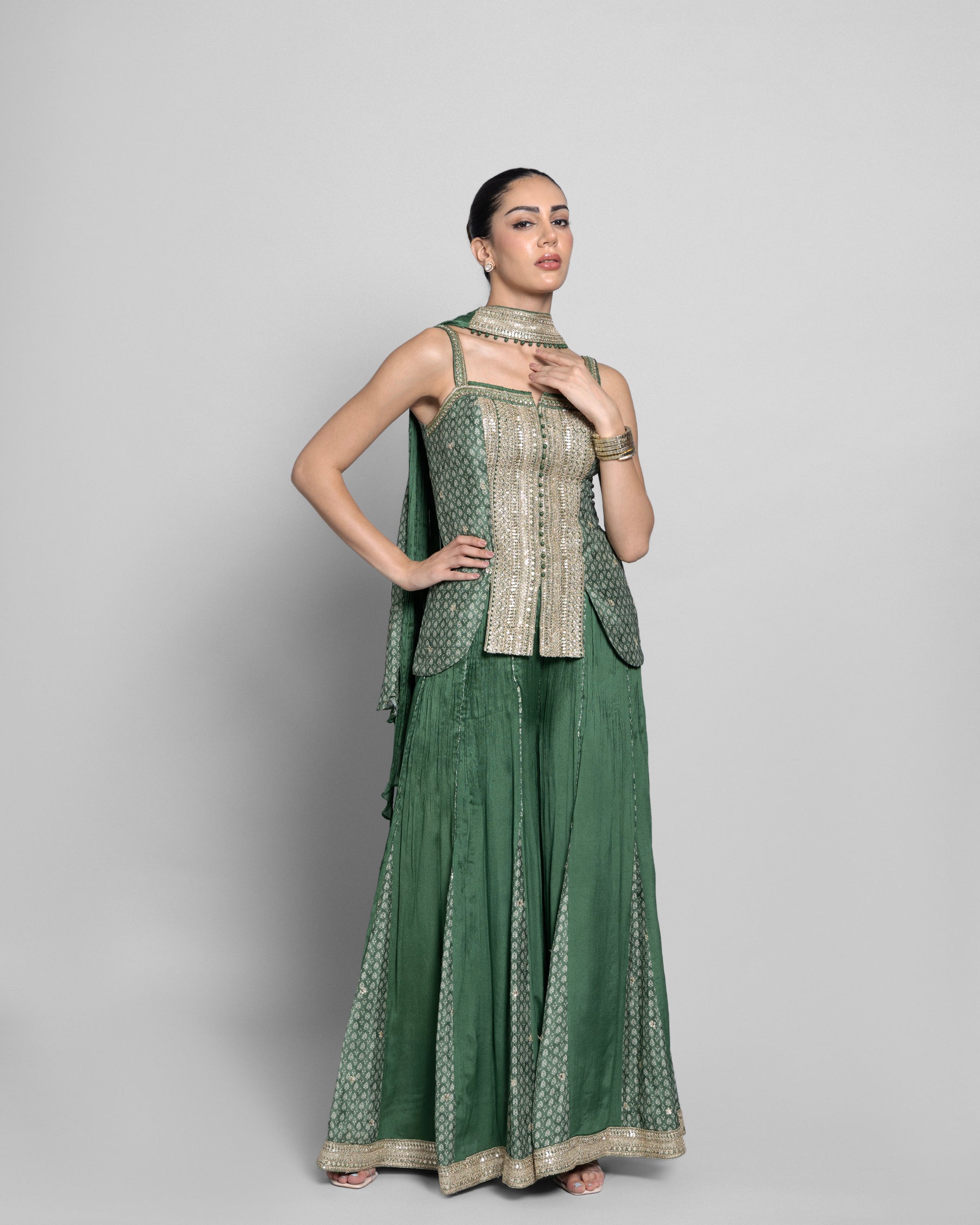 TRADITIONAL BLOCK PRINT PALAZZO SET WITH CHOKER DUPATTA