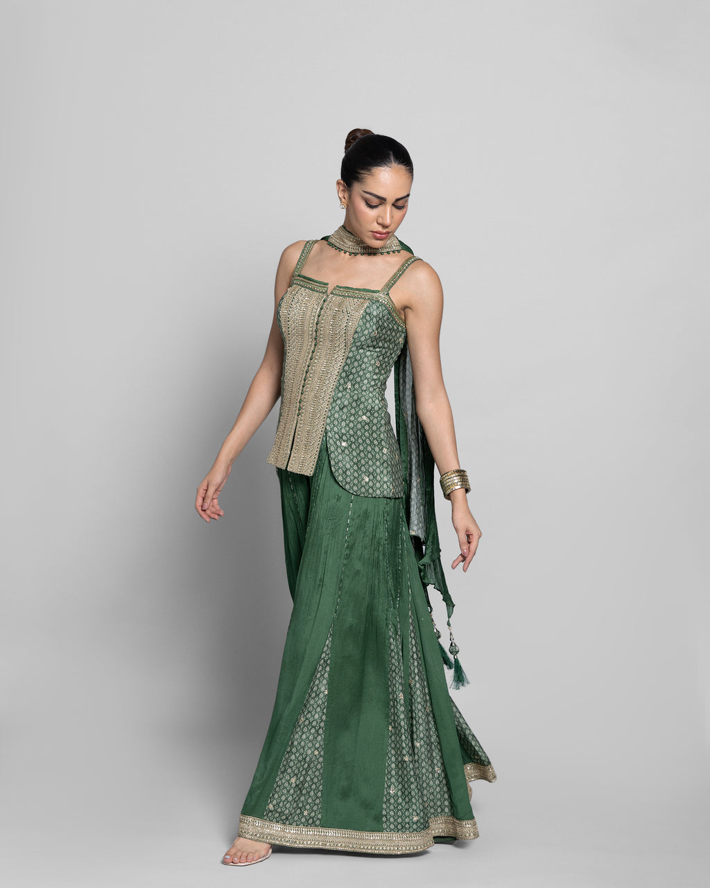 TRADITIONAL BLOCK PRINT PALAZZO SET WITH CHOKER DUPATTA