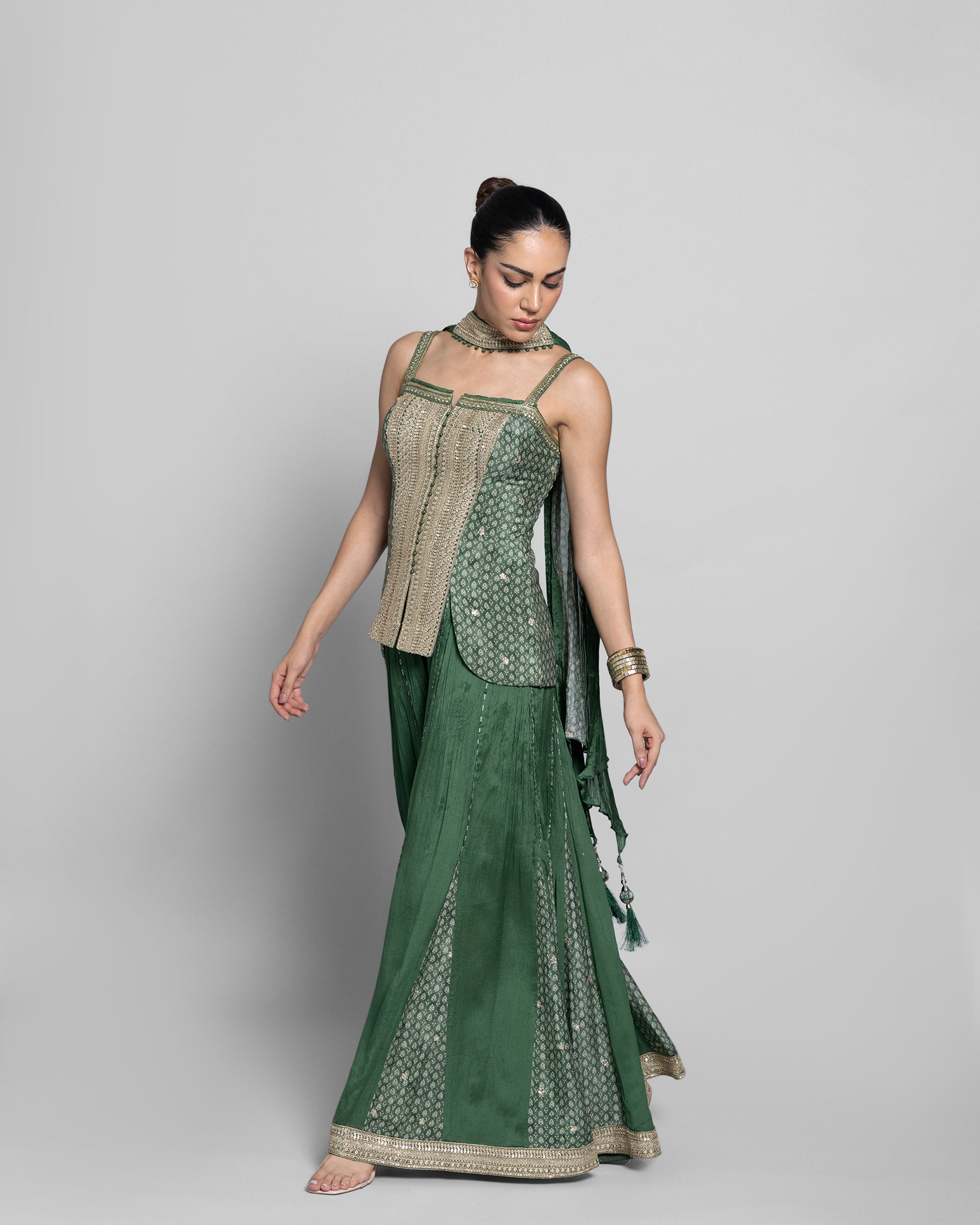 TRADITIONAL BLOCK PRINT PALAZZO SET WITH CHOKER DUPATTA