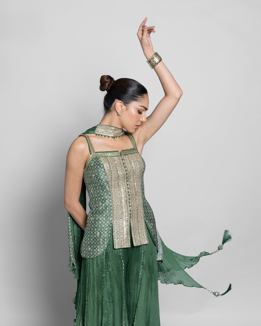 TRADITIONAL BLOCK PRINT PALAZZO SET WITH CHOKER DUPATTA
