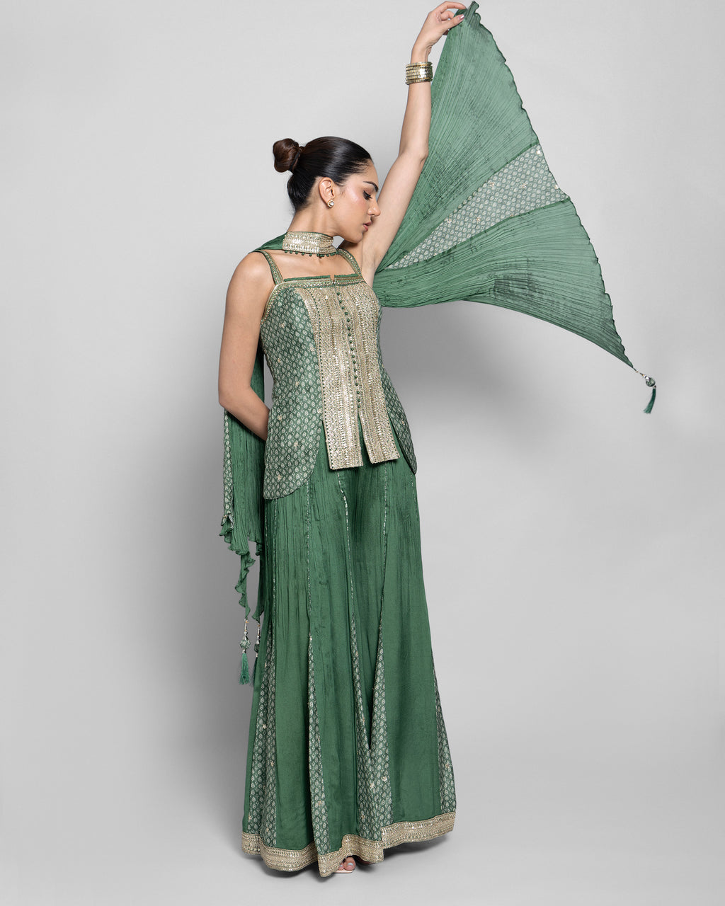 TRADITIONAL BLOCK PRINT PALAZZO SET WITH CHOKER DUPATTA