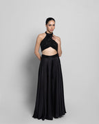 EBONY HALTER NECK EMBELLISHED TOP WITH PALAZZO