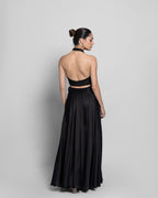 EBONY HALTER NECK EMBELLISHED TOP WITH PALAZZO