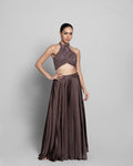 MOCHA HALTER NECK EMBELLISHED TOP WITH PALAZZO