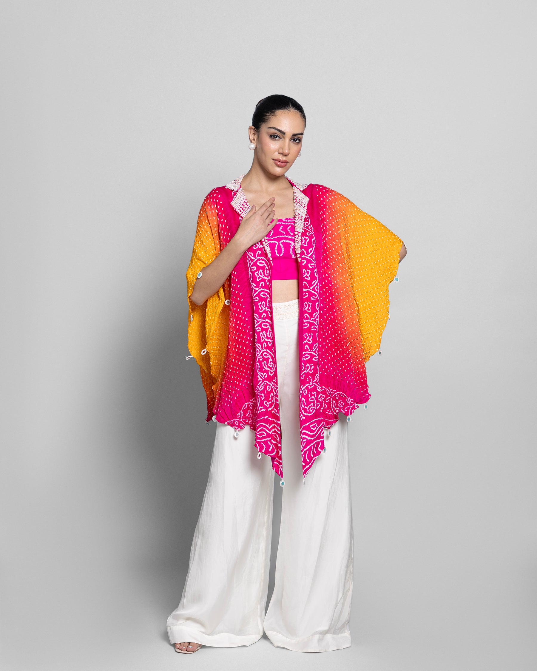 BANDHANI CAPE SET WITH PALAZZO