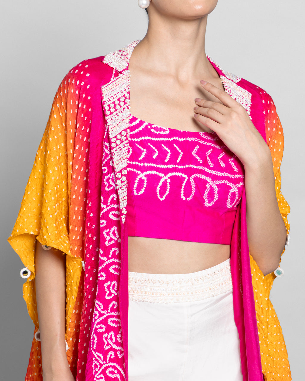 BANDHANI CAPE SET WITH PALAZZO