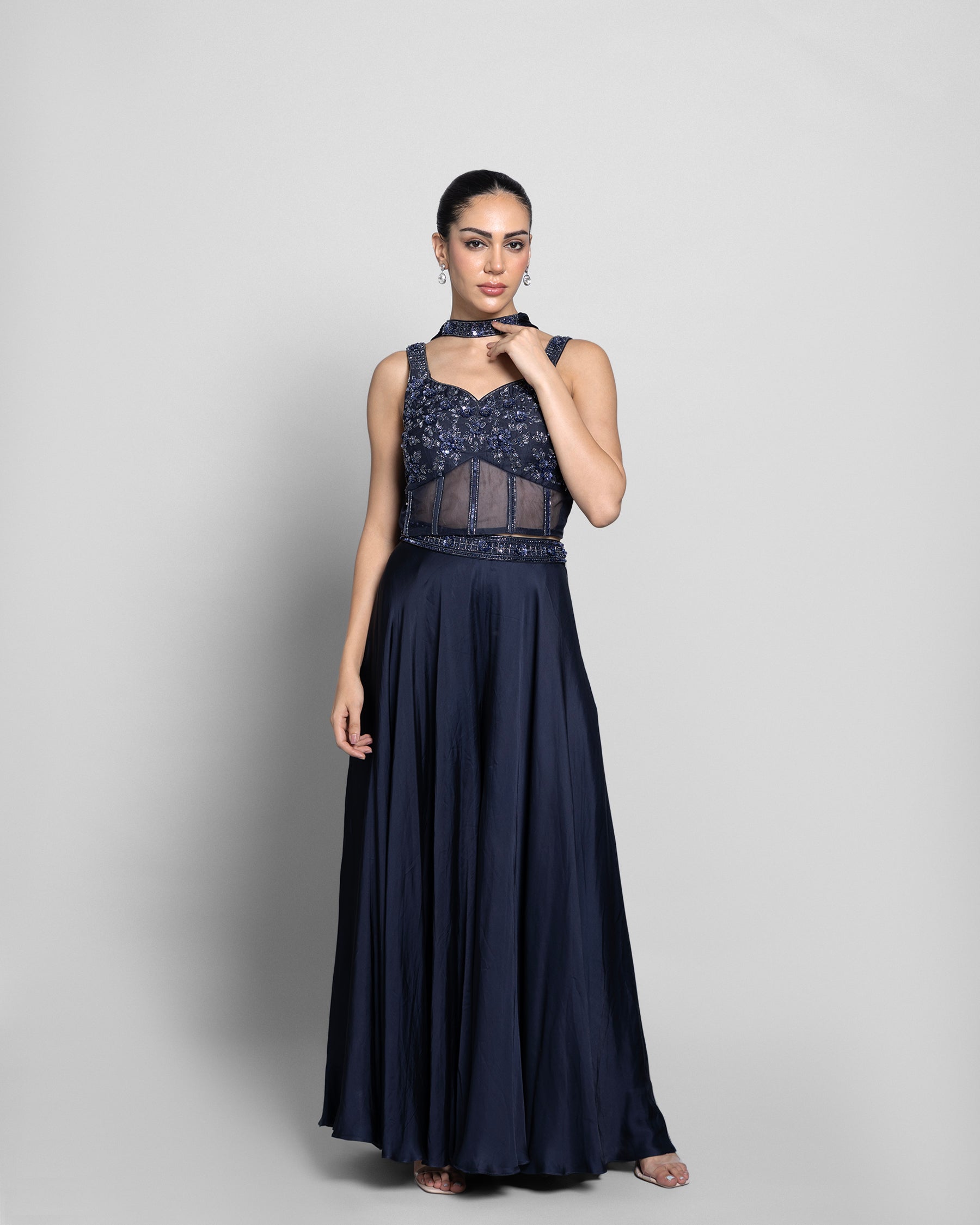ROYAL BLUE CORSET TOP PALAZZO ENSEMBLE