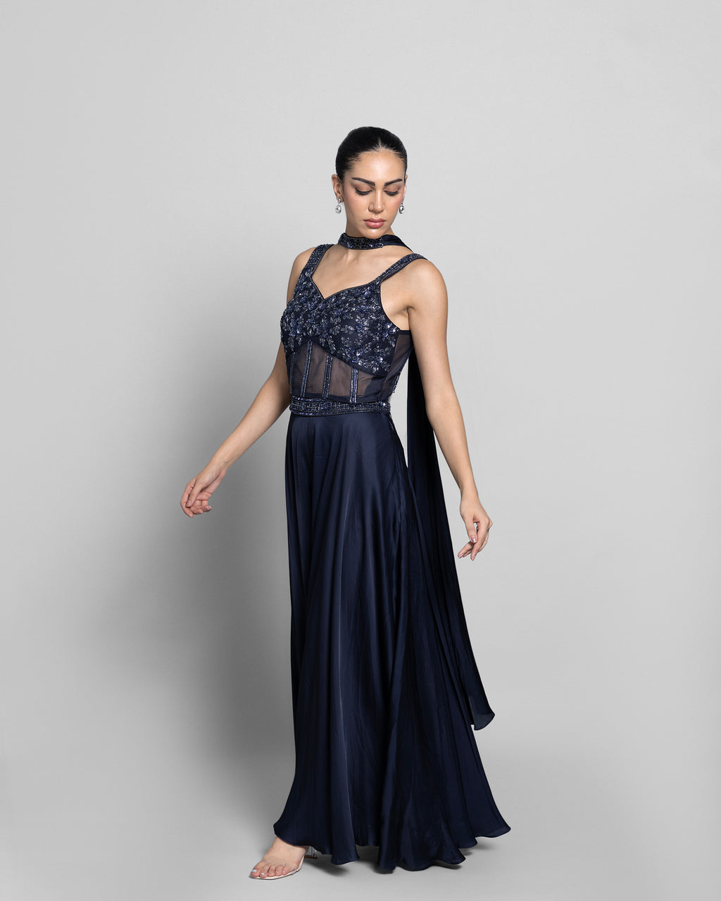 ROYAL BLUE CORSET TOP PALAZZO ENSEMBLE
