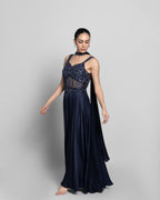 ROYAL BLUE CORSET TOP PALAZZO ENSEMBLE