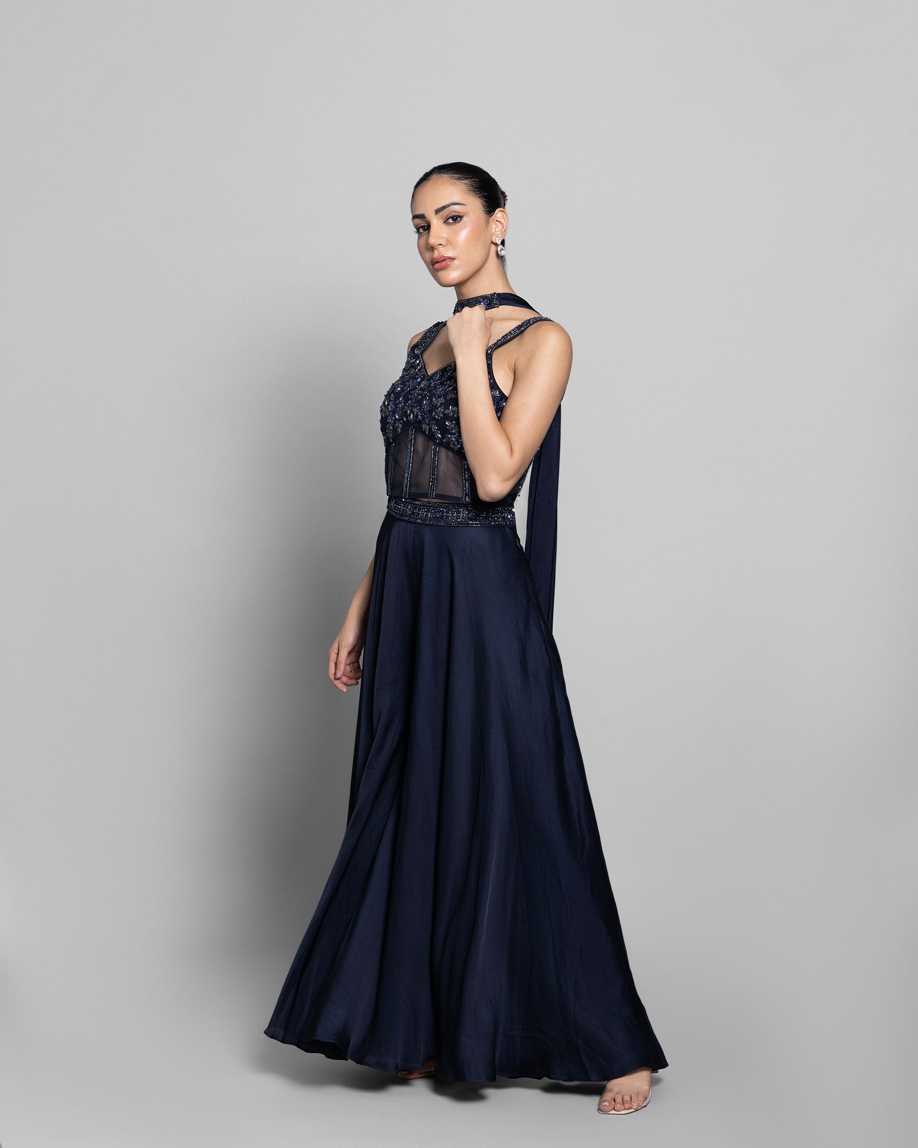 ROYAL BLUE CORSET TOP PALAZZO ENSEMBLE
