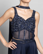 ROYAL BLUE CORSET TOP PALAZZO ENSEMBLE