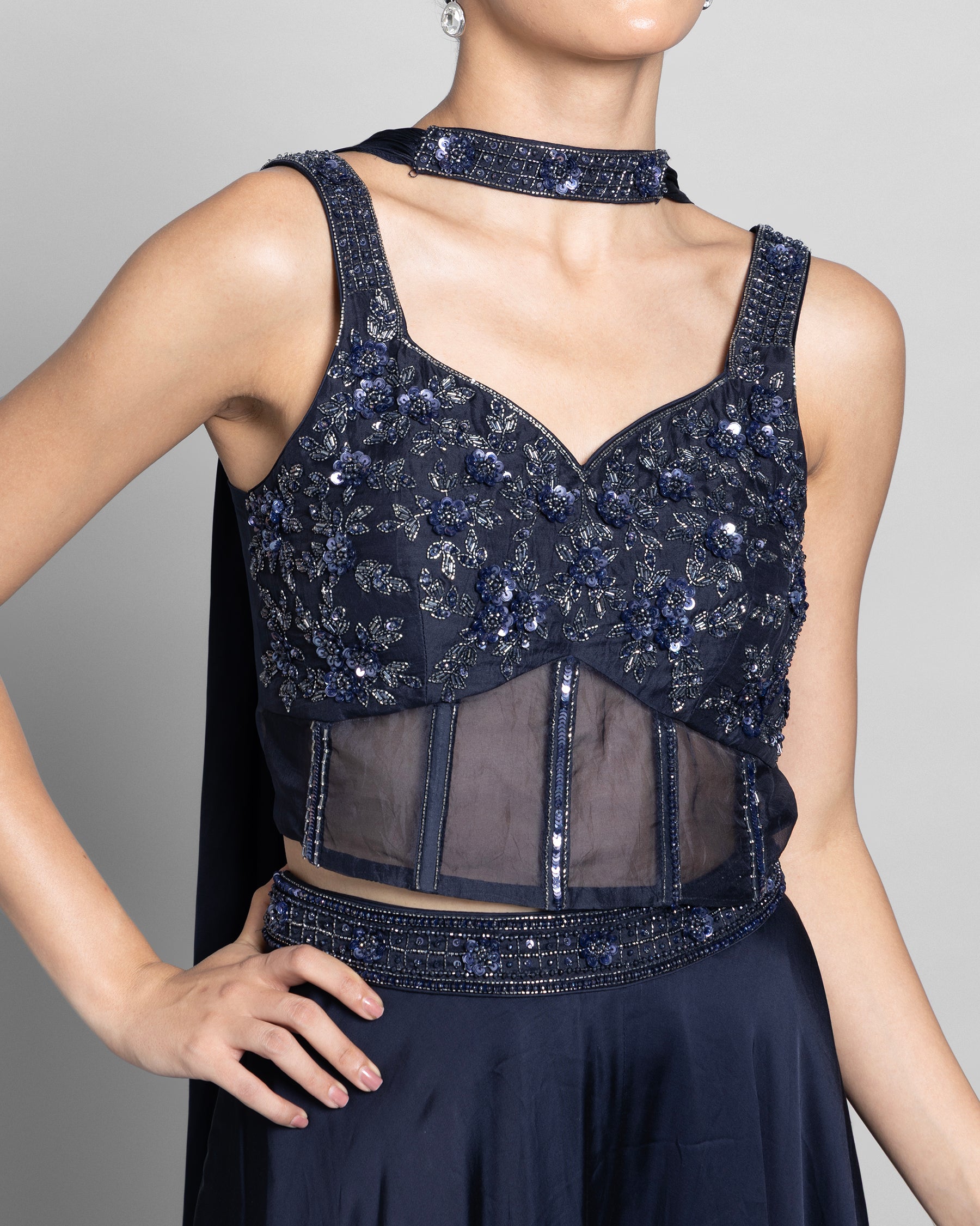 ROYAL BLUE CORSET TOP PALAZZO ENSEMBLE