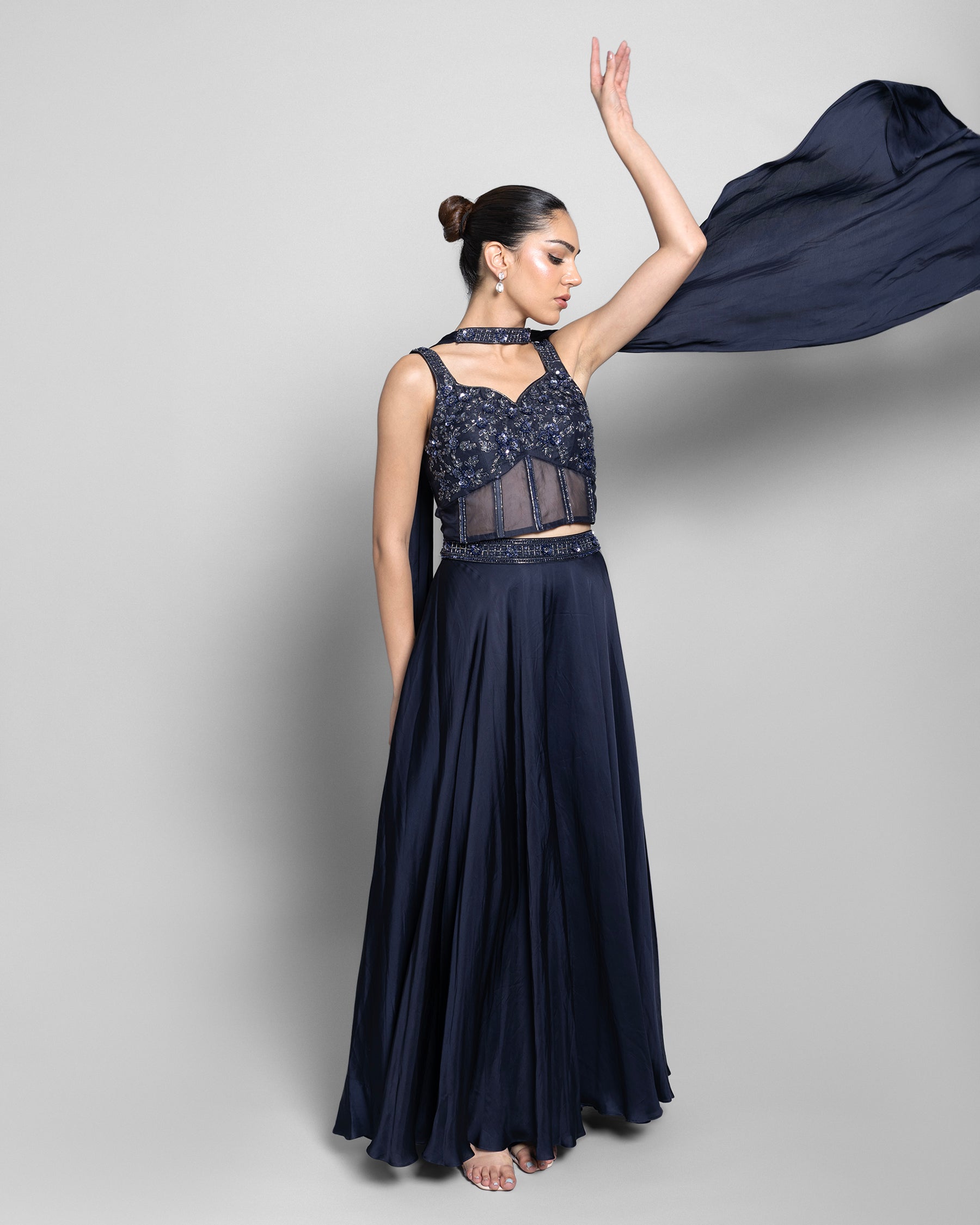 ROYAL BLUE CORSET TOP PALAZZO ENSEMBLE
