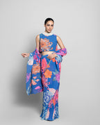 FLORAL CRUSHED GEORGETTE PRE-DRAPED SAREE