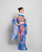 FLORAL CRUSHED GEORGETTE PRE-DRAPED SAREE