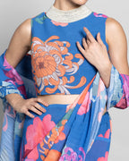 FLORAL CRUSHED GEORGETTE PRE-DRAPED SAREE