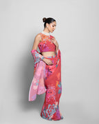 FLORAL CRUSHED GEORGETTE PRE-DRAPED SAREE