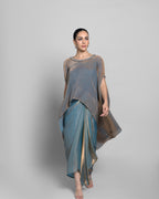 CRUSHED TISSUE-ORGANZA HIGH-LOW KAFTAN ENSEMBLE