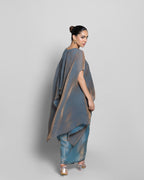 CRUSHED TISSUE-ORGANZA HIGH-LOW KAFTAN ENSEMBLE