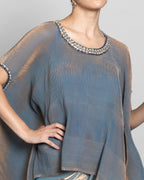 CRUSHED TISSUE-ORGANZA HIGH-LOW KAFTAN ENSEMBLE