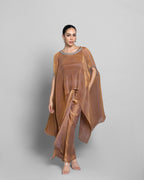 CRUSHED TISSUE-ORGANZA HIGH-LOW KAFTAN ENSEMBLE