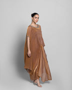 CRUSHED TISSUE-ORGANZA HIGH-LOW KAFTAN ENSEMBLE