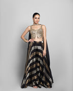 EBONY GOLD STRIPED CROP-TOP & PALAZZO ENSEMBLE