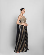EBONY GOLD STRIPED CROP-TOP & PALAZZO ENSEMBLE