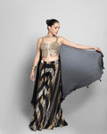 EBONY GOLD STRIPED CROP-TOP & PALAZZO ENSEMBLE