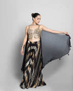 EBONY GOLD STRIPED CROP-TOP & PALAZZO ENSEMBLE