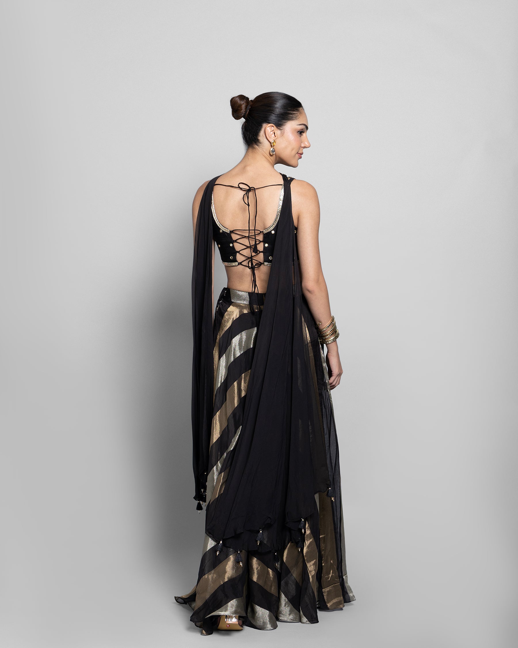 EBONY GOLD STRIPED CROP-TOP & PALAZZO ENSEMBLE