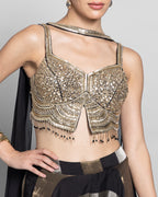 EBONY GOLD STRIPED CROP-TOP & PALAZZO ENSEMBLE