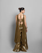 OLIVE GOLD STRIPED CROP-TOP & PALAZZO ENSEMBLE